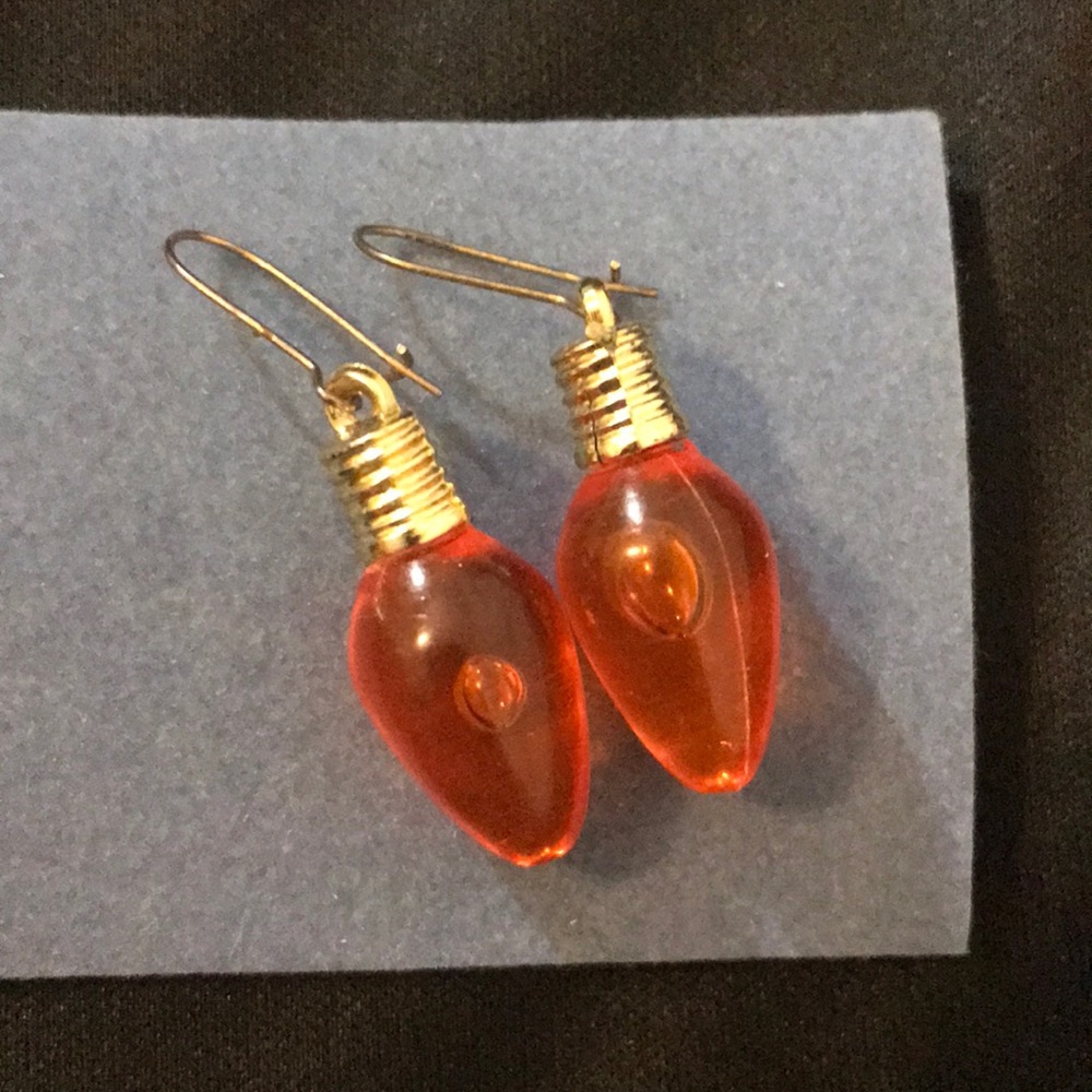 Orange Lightbulb Earrings - Picture 1 of 2